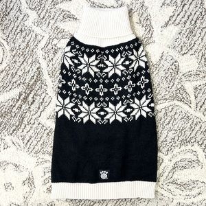 PETRAGEOUS |🐶🧶Black Cream Fair Isle Nordic Turtleneck Dog Sweater MEDIUM ✨NWT✨